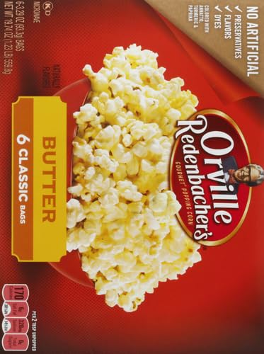 Orville Redenbacher's Butter Popcorn, 3.29 Ounce Classic Bag, 6-Count (Pack of 2)