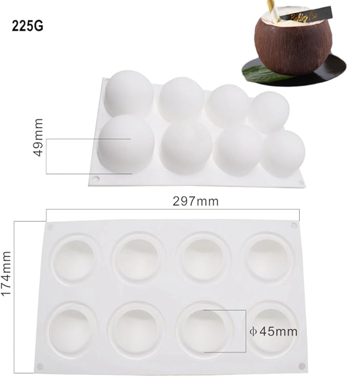 Baking Accessories And Tools Silicone Chocolate Mold Silicon Ball Cake Moulds 3D Half Sphere Candy Truffle Baking Tray (Round D_11.88 X6.96 X1.96inch)