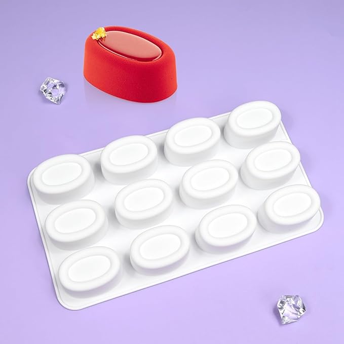 mostsom Silicone Molds Mousse Molds Silicone Oval Silicone 3D Baking Mousse Cake Mold Dessert Molds DIY Aromatherapy Candle Plaster Mould Handmade Soap Mold (D_ Small Oval)