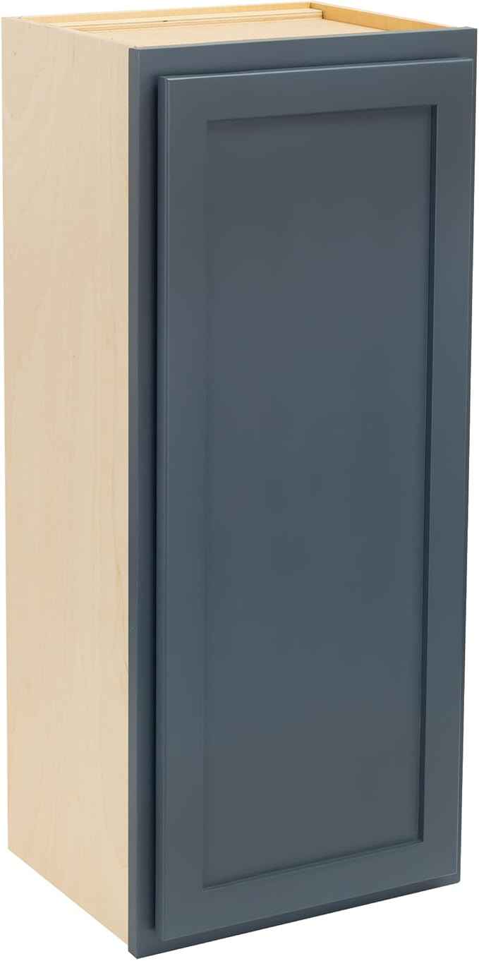 Quicklock RTA (Ready-to-Assemble) 42" Tall Wall Kitchen Cabinets - Shaker Style | 100% Hardwood | Made in America | Soft Close Hardware (Needlepoint Navy, 12''D x 15''W x 42''H)