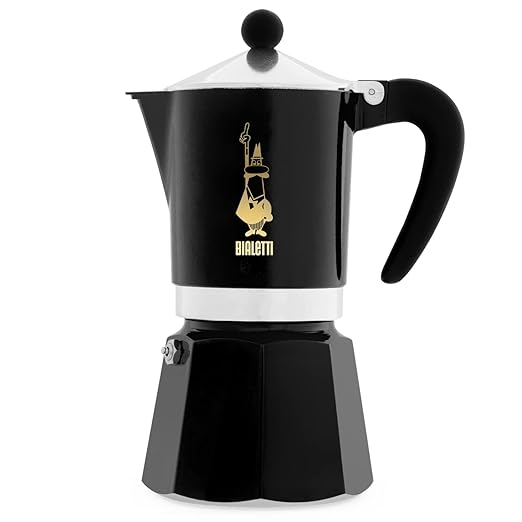 Bialetti Limited Edition Caffe Mercanti Black Oro 6 Cups - Italian Stovetop Moka Pot