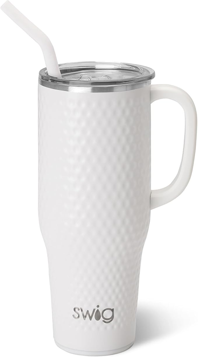 Swig Life 40oz Mega Mug, 40 oz Tumbler with Handle and Straw, Cup Holder Friendly, Dishwasher Safe, Extra Large Insulated Tumbler, Stainless Steel (Golf)