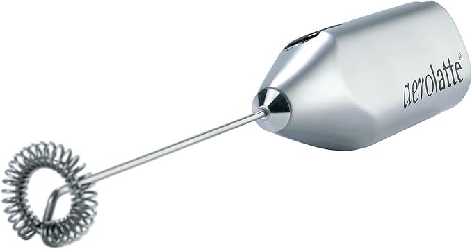 Aerolatte Steam-Free Milk Frother, Satin Finish, 18/8 Stainless Steel Whisk, BPA-Free Plastic Housing, Batteries Included
