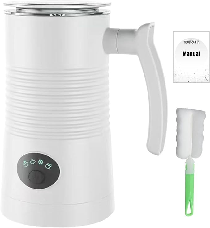 Talent Star 4 in 1 Electric Milk Frother Automatic Warm Cold Foam Maker Large Capacity Low Noise Dishwasher Safe Easy to Clean Coffee Hot Chocolate Maker Machine for Latte Cappuccinos Macchiato White