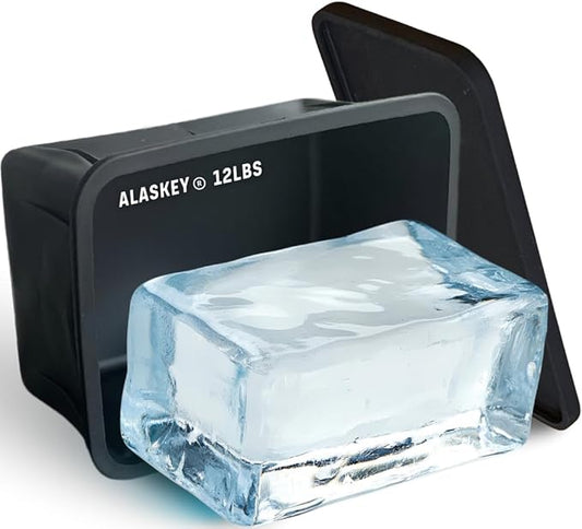 Alaskey® Giant Ice Block Mold 12 lbs With Lid (Single) | Create Perfect Ice Bricks | Professional Silicone Mold for Crafting Extra Large Ice Cubes, Ideal for Ice Baths, Coolers, Bartender Accessories