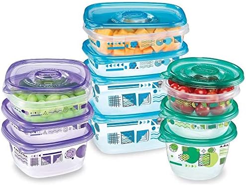 Glad GladWare MatchWare Food Storage Containers with Lids, No BPA Reusable Plastic 20 Piece Variety Pack for Lunches, Meal Prep, and Leftovers, Leak Resistant, Microwave and Dishwasher Safe - 2 Pack