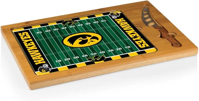 PICNIC TIME NCAA Icon Glass Top Cutting Board & Knife Set, Cheese Boards Charcuterie Boards, Serving Platter, (Parawood & Bamboo)