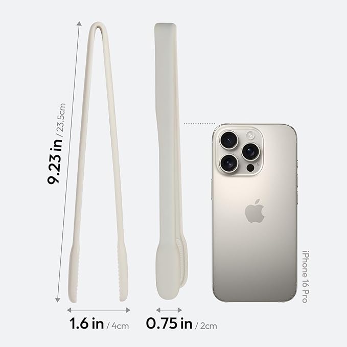 carrotez Silicone Cooking Kitchen Tongs, Anti-Slip,Non-Scratch Serving Tongs 9.25 Inches - Ivory