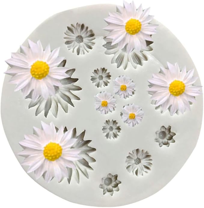 Gray Cute Flower Silicone Daisy Molds Fondant Candy Chocolate Cupcake Topper Fudge Polymer Clay Candy Making Supplies Pastry Baking Molds