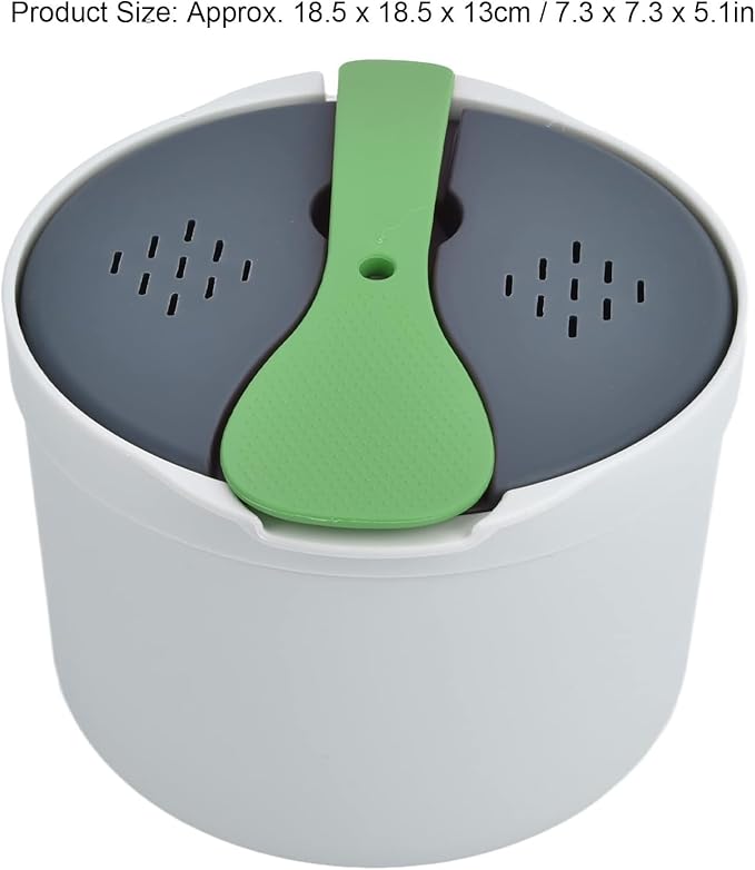 Microwave Rice Cooker Steamer, Microwave Rice Cooker 2 Cup, Microwave Pasta Cooker with Strainer, 2 L Microwave Cookware Set for Rice, Pasta, Vegetables, Quinoa, Oatmeal, Ramen Non stick (green)