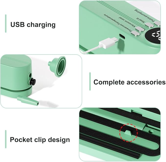 Vacuum Sealer Food Heat Sealing Machine Preservation Preserving Mini Bag Cordless Handheld