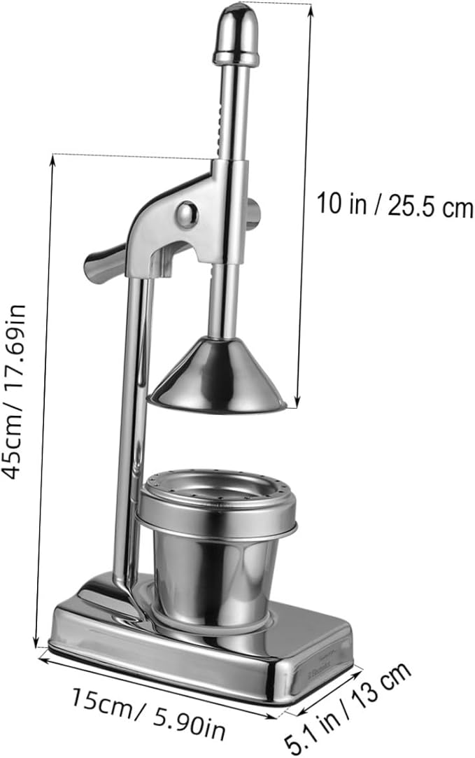 ULTECHNOVO Stainless Steel Manual Press Juicer Handheld Citrus Extractor for Fruits and Vegetables Easy to Clean Sturdy Design for Home Use and Fresh Juice Preparation
