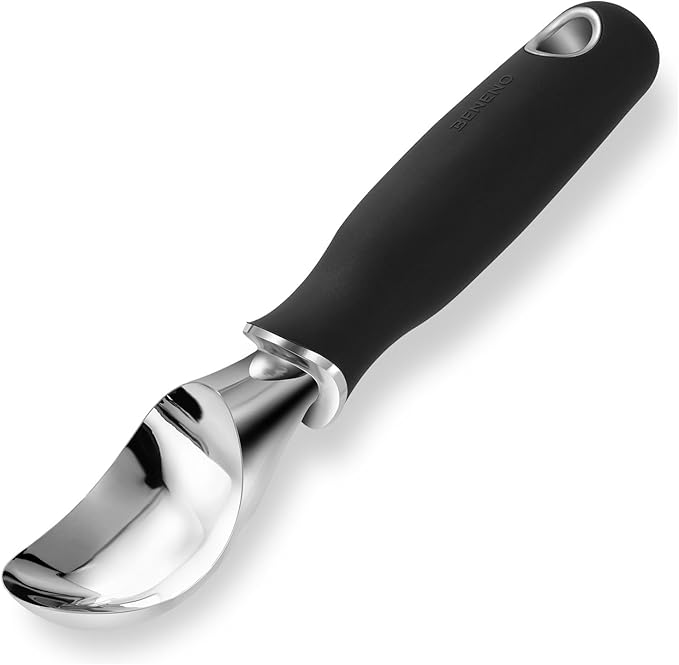 Beneno Heavy Duty Ice Cream Scoop - Upgraded Anti-Fracture Design, Comfortable Grip Long Handle, Effortless Scooping & Dishwasher Safe, Black