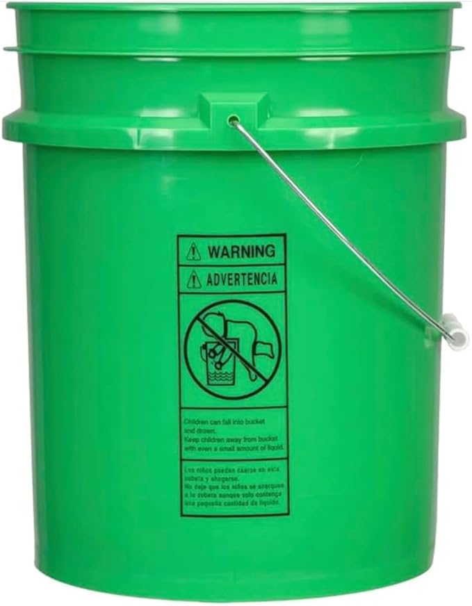 House Naturals 5 Gallon Premium HPDE Plastic Bucket - Made in USA Food Grade Storage Container, BPA Free All Purpose Pail (2, Green)