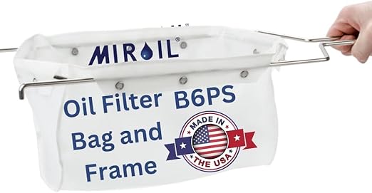MirOil Silver Pot Filter Bag & Frame Combination Set, Compatible with MirOil 60L and 60LC Oil Filter Pail, Handles Hot & Cold Cooking Oil & Filters Up to 70 Lb. Polishing Oil, B6PS Pot Combo