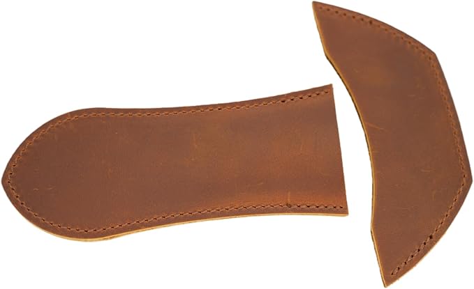 JJNUSA Leather Cast Iron Handle Cover，Skillet Handle Cover, Handmade Full Grain Crazy Horse Leather Handle Protector (2 Pack) (Brown)