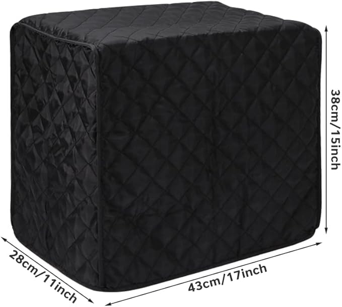 Bread Maker Cover 17x11x15 Inches, Clip Cotton Polyester Quilted Toaster Oven Dust Cover for Protect your Bread Machine or Kitchen Small Appliances, Hands or Machine Washable (Black)