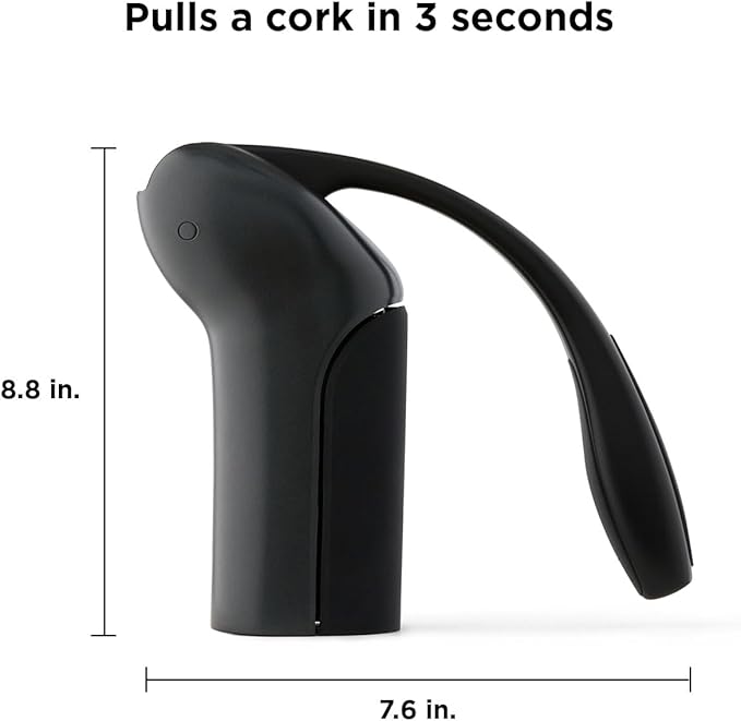 Rabbit 3-Piece Vertical Lever Corkscrew Wine Opener Boxed Gift Set, Pulls Cork in 3 Seconds, Automatic Ejection, Works on All Cork Types, Gunmetal Grey