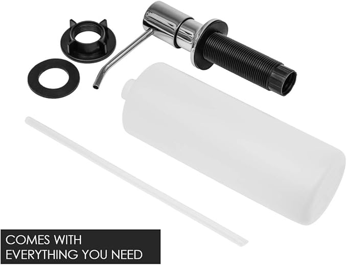 Soap Dispenser for Kitchen Sink (Chrome), Built in Soap Dispenser, Stainless Steel Pump Replacement