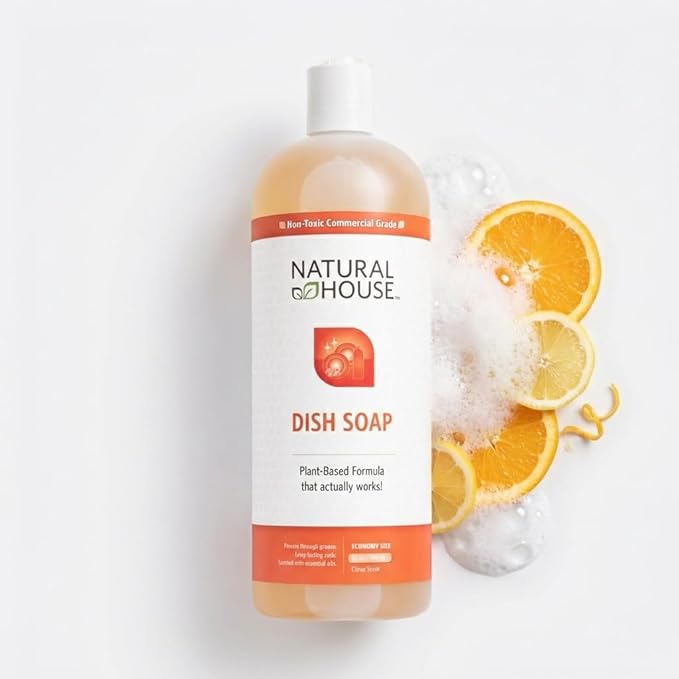 Enzyme Hand Dish Soap Refill Bulk - Natural House Scrubby - Probiotic Formula Cuts Grease, Gentle on Hands - Plant-Based, Septic Safe - Citrus Scent - 128 oz