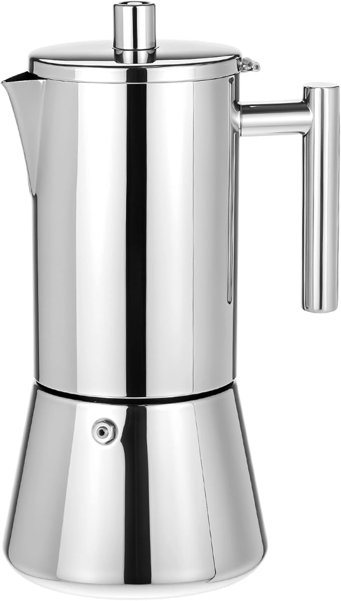 QWORK 12 Cup Stovetop Espresso Maker, 18/8 Stainless Steel Italian Moka Pot for Induction, 17.5 oz Espresso Coffee Maker with Heat Resistant Handle & Safety Valve, Dishwasher Safe