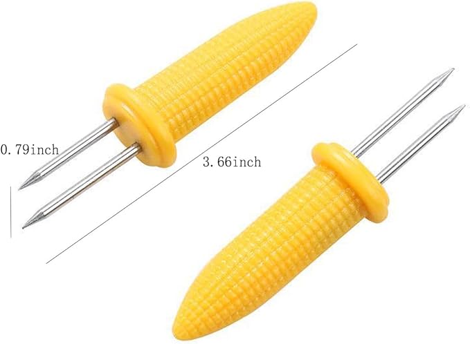 3.66 Inch Stainless Steel Corn Holders, Corn on The Grill, Corn on The Cob Skewers, Double Fork Sweet Corn Seat, Home & BBQ Cooking Fork (10 Pcs)