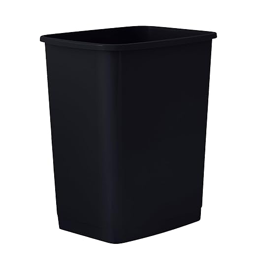 Superio Kitchen Trash Can 9 Gallon Slim Unlidded Waste Bin Only 37 Qt Durable Plastic, Fit Small Spaces, Office, Bathroom, Under Counter (Black)