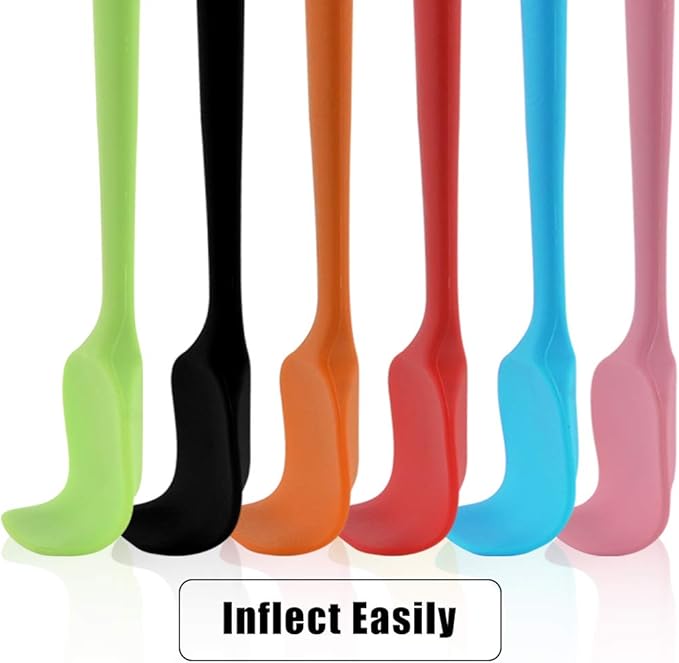 Silicone Spatulas, 8.2 inch Small Rubber Spoon Spatula Heat Resistant Seamless One Piece Design Non-Stick Spoonula Flexible Scrapers Baking Mixing Tool (6 Pcs)