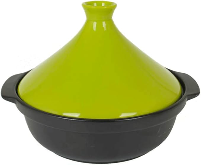 Moroccan Tagine Cooking Pot Cast Iron Enamel Stew Casserole Slow Cooker With Anti-Scalding Handles(Color:Green)
