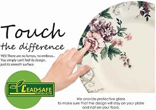 Tudor Royal 12-Piece Round Porcelain Dinnerware Set, Service for 6, Rosemary,Summer Flowers, Plates Bowls Dishes, Glossy, Premium Quality Dish Set, Unique Pattern