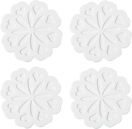 Set of 4 Silicone Trivet Mat - Table & Countertop Hot Pads - Non-Slip & Heat Resistant Modern Kitchen Pads for Pots & Pans, White