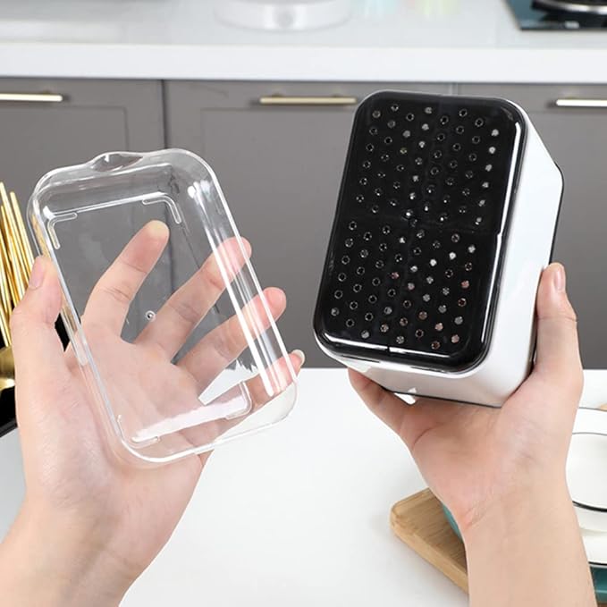 KeFanta Sink Caddy for Countertop, Sponge Holder for Kitchen Sink, Dish Sponge and Brush Holder, Plastic Dish Scrubber Organizer with Drain Pan, Black