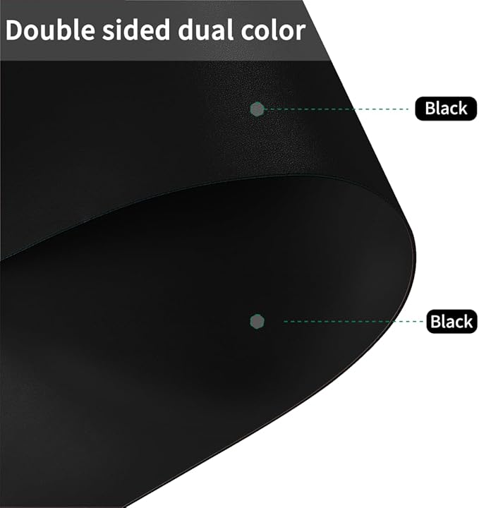 Desk Pad - 34x54 Inch Waterproof Easy to Clean Can Conceal Flaws Protector The Table Top from Scratches Used for Dining (Black+Black 34x54)