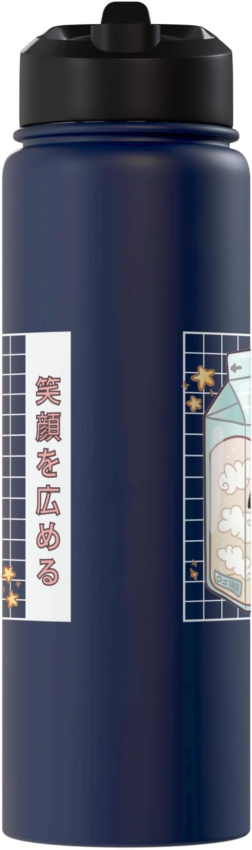 Japanese Kawaii Strawberry Milk Carton Vaporwave Grid Stainless Steel Insulated Water Bottle