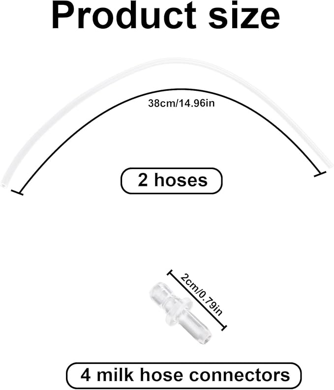 2 Pcs Milk Tubes Hoses with 4 Connectors, 14.96in Silicone Milk Tube Hoses Replacement Pipe Ideal Replacement Accessories Part for Jura HP3 Coffee Machines E6/E8/Z10