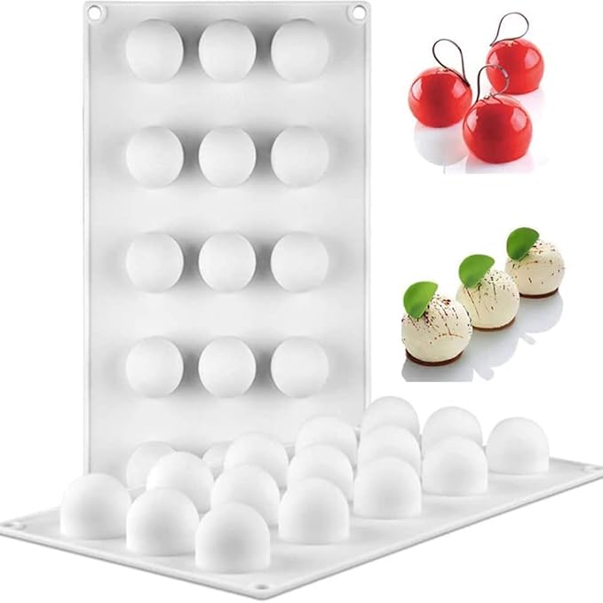 Sphere Shape Silicone Baking Mold for Mousse Cake for Baking French Dessert Pastry Chocolate,Jelly,Soap, Ice Cream Mold 15 Cavity