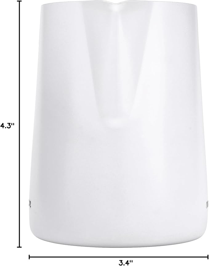 Normcore Milk Pitcher with Sharp Spout - Espresso Steaming Pitcher - Milk Frothing Jug - Espresso Barista Tool - Non-stick coating White - 20.3 oz (600 ml)