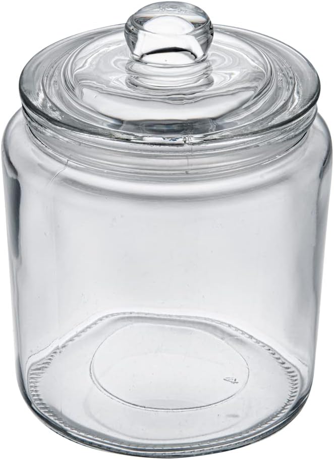 Restaurantware Vetri 0.2 Gallon Glass Storage Jar 1 Dishwashable Glass Cookie Jar - Airtight Seal Wide Opening Clear Glass Candy Jar Knob Handle Lid For Kitchen Laundry Or Storage