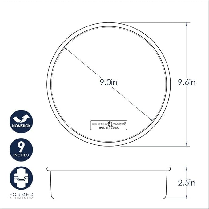 Nordic Ware Brilliant™ Colorful Bakeware 9-Inch Round Pan, Nonstick made without PFAS or PTFE for safe cooking; Reinforced steel rim prevents warping
