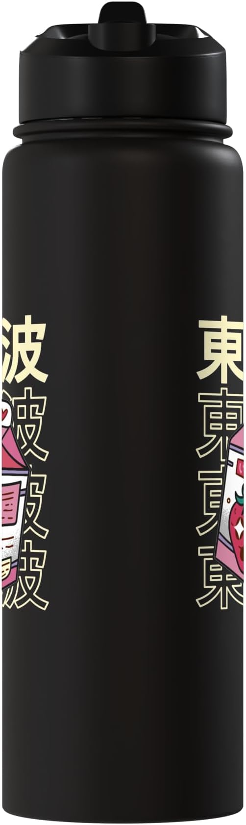 Japanese Strawberry Milk Carton Kawaii Aesthetic Anime Stainless Steel Insulated Water Bottle