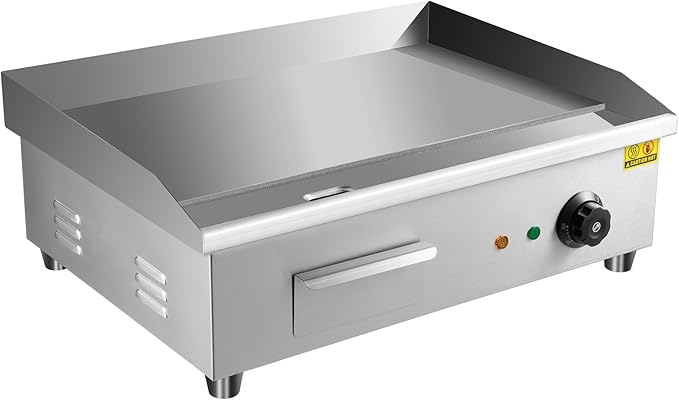 Commercial Electric Countertop Griddle 110v 22" 3000W, Flat Top Grill Hot Plate BBQ, Non-Stick Countertop Teppanyaki Grill for Restaurant Kitchen BBQ Party, 122~572℉Adjustable Temperature Control