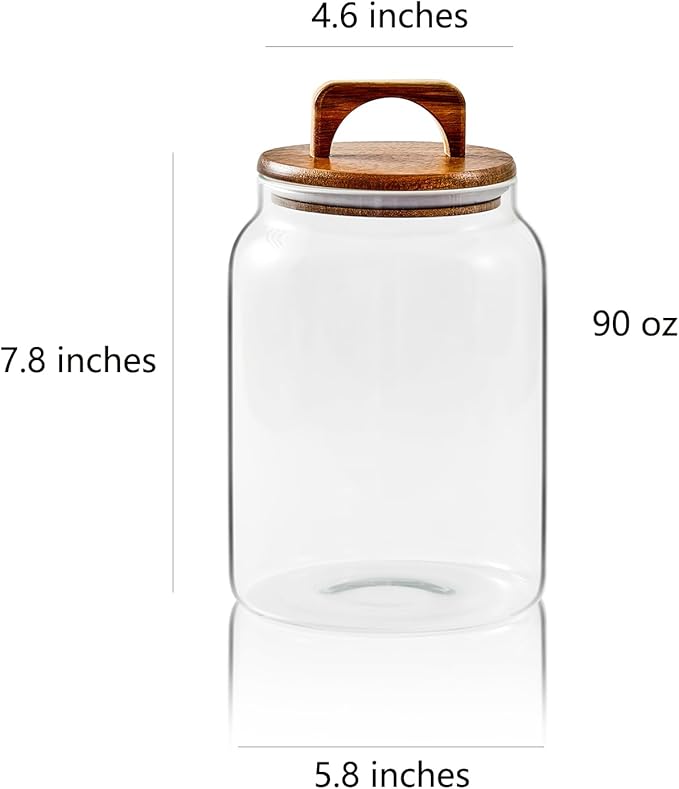 Sweejar Glass Jars for Laundry Room Organization, 90 ounce Laundry Pods Container, Glass Food Storage Jars with Airtight Lid, 1 Pack, Hand Lid