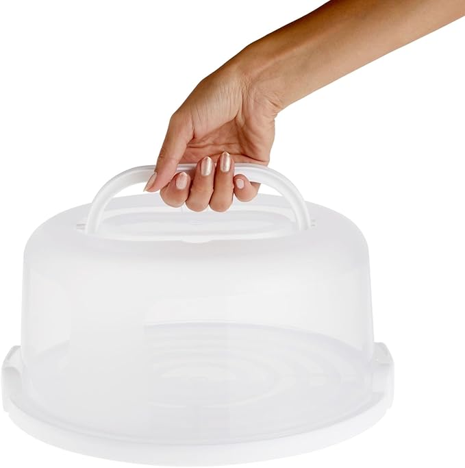 Juvale Round Cake Carrier - Secure Lid & Handle Storage Container - Collapsible Reusable Plastic Container for Cakes, Pies & Cupcakes - 12" Dia x 5.9" H