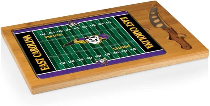 PICNIC TIME NCAA Icon Glass Top Cutting Board & Knife Set, Cheese Boards Charcuterie Boards, Serving Platter, (Parawood & Bamboo)