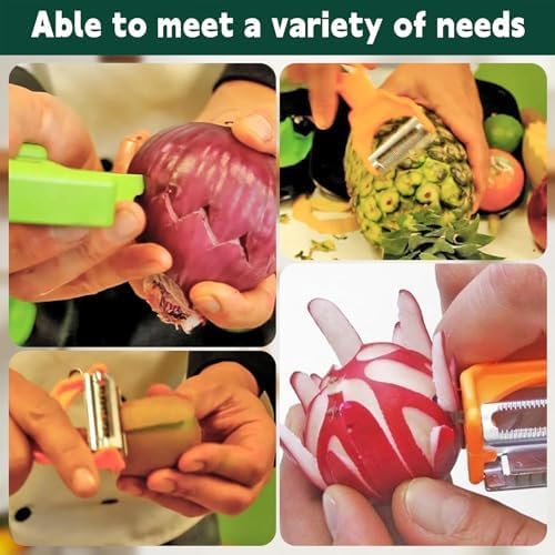 Pelador Multifuncional 2-en-1, Stainless Steel Vegetable Peeler Slicer with Grater and Spiralizer, for All Fruits and Vegetables (1Pcs)