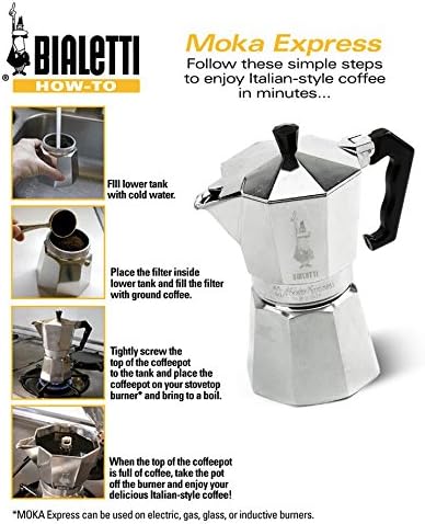 Bialetti - Moka Express: Iconic Stovetop Espresso Maker, Makes Real Italian Coffee, Moka Pot 12 Cups (22 Oz - 670 Ml), Aluminium, Silver