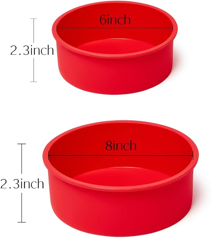 saphe 4 packs Silicone Cake Pans for Baking,Round Cake Molds for Cupcake,Cheese Cakes and Chocolate Cakes, Non-stick silicone bakeware sets BPA free(2 pcs 6 inch + 2 pcs 8 inch)