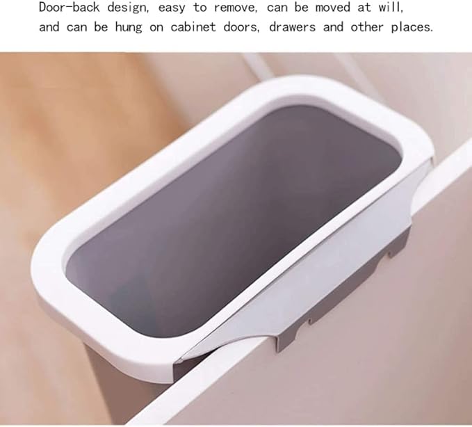 Trash Cans Hanging Waste Bin Under Kitchen Sink,Plastic Dustbins Over Cabinet Door with Top Ring to Fix Garbage Bag Outdoors and Home (Color : Gray)