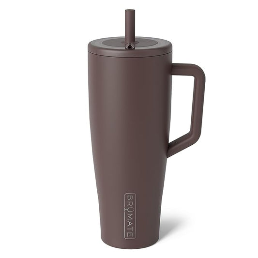 BrüMate Era 40 oz Tumbler with Handle and Straw | 100% Leakproof Insulated Water Bottle Tumbler with Lid and Flexible SoftSip Straw | Made of Stainless Steel | Cup Holder Friendly | 40oz (Java)