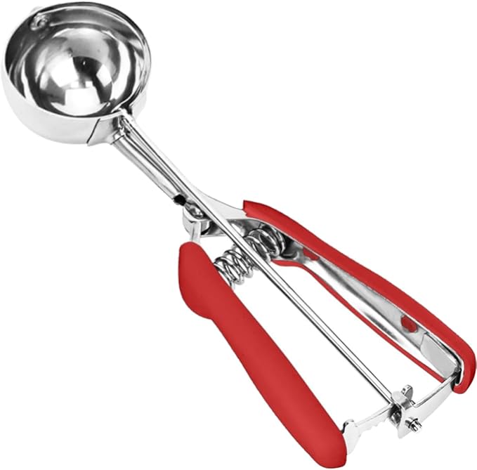Red Cookie Dough Scoop - 5.3 Tbsp/ 80 ml/ 2.7 oz Stainless Steel Ice Cream Scooper with Trigger Release